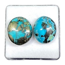 2 Pcs Natural Turquoise 19-19.5mm Blue Cabochon Loose Untreated Gemstones Lot