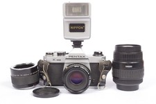 Pentax K1000 35mm SLR Camera Kit w/ 50mm f/2 SMC Lens MANY EXTRAS