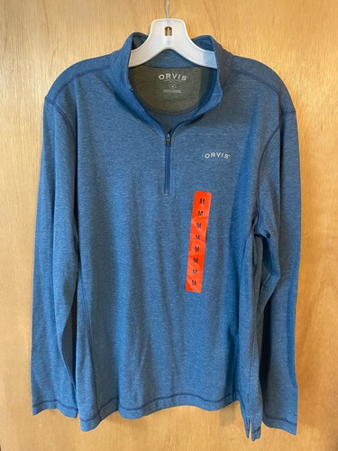 New ORVIS Sandy Point 1/4 Zip Pullover Shirt Men's Blue - Size M