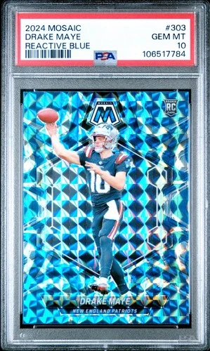 2024 Mosaic - PSA 10 Drake Maye #303 Reactive Blue Mosaic Prizm (RC) 🔥🔥