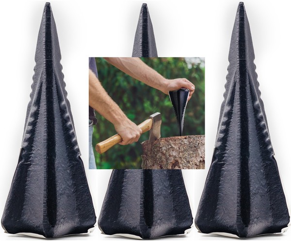 3X Spaltkeil Spaltgranate Holzspalter Spaltwerkzeug Spaltkreuz Keil FäLlkeil Sch-image