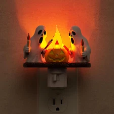 Halloween Night Light,Ghost Campfire Nightlight,Campfire Flickering Night Lights