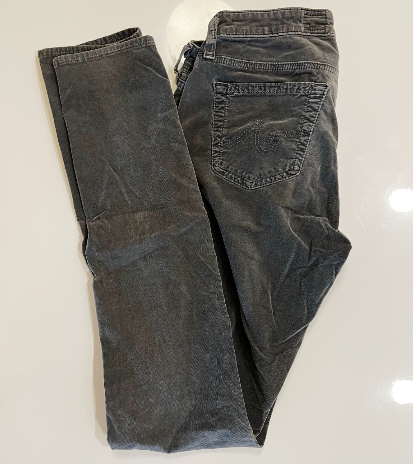 AG ADRIANO GOLDSCHMIED Blue/Grey Corduroy The Jegging Super Skinny Womens sz 28r