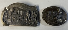 Vintage American Railroad Brass Works Belt Buckles Lot Steam Locomotive 1983
