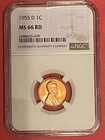 1955 D Lincoln Cent MS66 RD NGC Wheat Penny