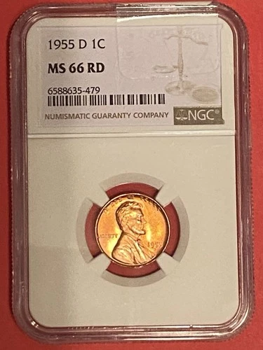 1955 D Lincoln Cent MS66 RD NGC Wheat Penny