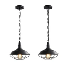 Industrial Pendant Lights 2 Pack Farmhouse Pendant Lights with Adjustable Cha...