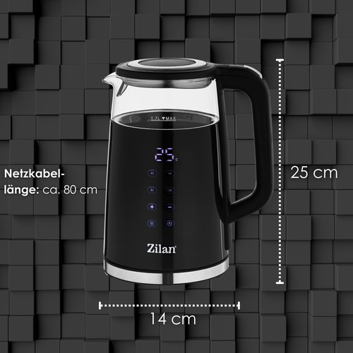 Glas Wasserkocher mit Temperatureinstellung (40°C-100°C) 1,7 Liter 2200 Watt - Bild 7 von 7