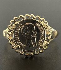 9ct 375 Yellow Gold Vintage Mexican Coin Ring, Size P 1/2, US 7.75