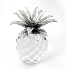 SWAROVSKI CRYSTAL PINEAPPLE FIGURINE LARGE V2 SMOOTH RHODIUM LEAVES 010081