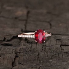 Natural Ruby Gemstone 925 Silver Ring Rose Gold Plated Gift for Her