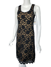 KAREN KANE Kate Tank Dress Black Nude Stretch Lace sz S NWT $108