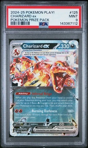 2024-2025 POKEMON PLAY! POKEMON PRIZE PACK #125 CHARIZARD EX PSA 9