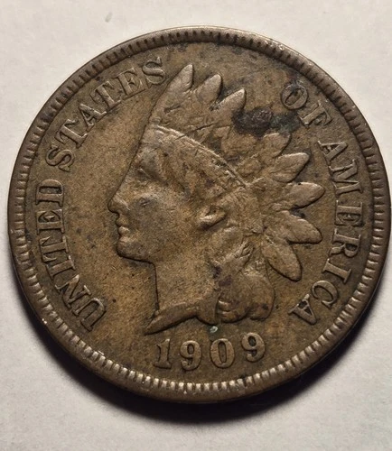 1909 Indian Head Cent 1c Penny, Very Good - Fine VG-F Details, Exact Coin Shown