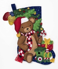 Bucilla Felt Applique Stocking Kit - Teddy Bear 18"