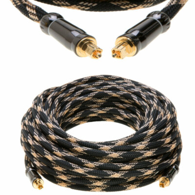 2 x 50FT Premium Toslink Optical Audio Cable Digital Fiber Optic Cord Sound Bar