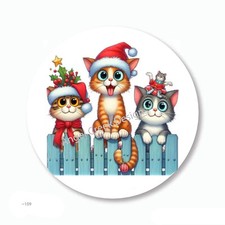 Christmas Cats Sitting on Fence Scrapbook Stickers Envelope Seals Party Favors