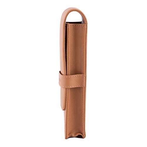 Leather Triple Pen Case Pencil Pouch Holder for Three Fountain Ballpoint Tan - Picture 3 of 7