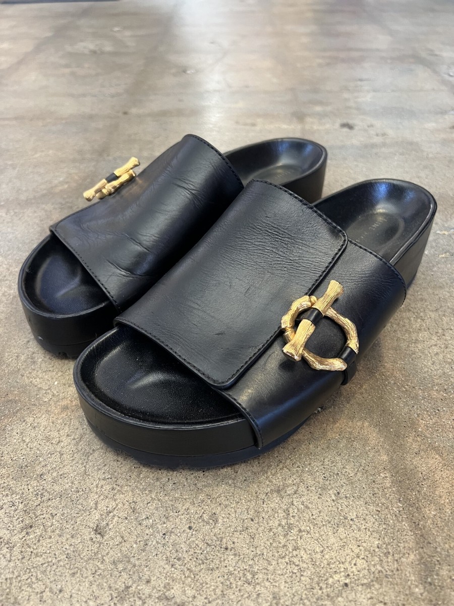 CELINE Black Bamboo Buckle Phoebe Philo Leather Platform