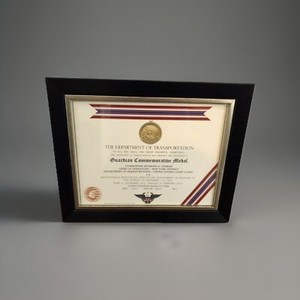 DOT ~ TRANSPORTATION GUARDIAN COMMEMORATIVE MEDAL CERTIFICATE ~ Type 1
