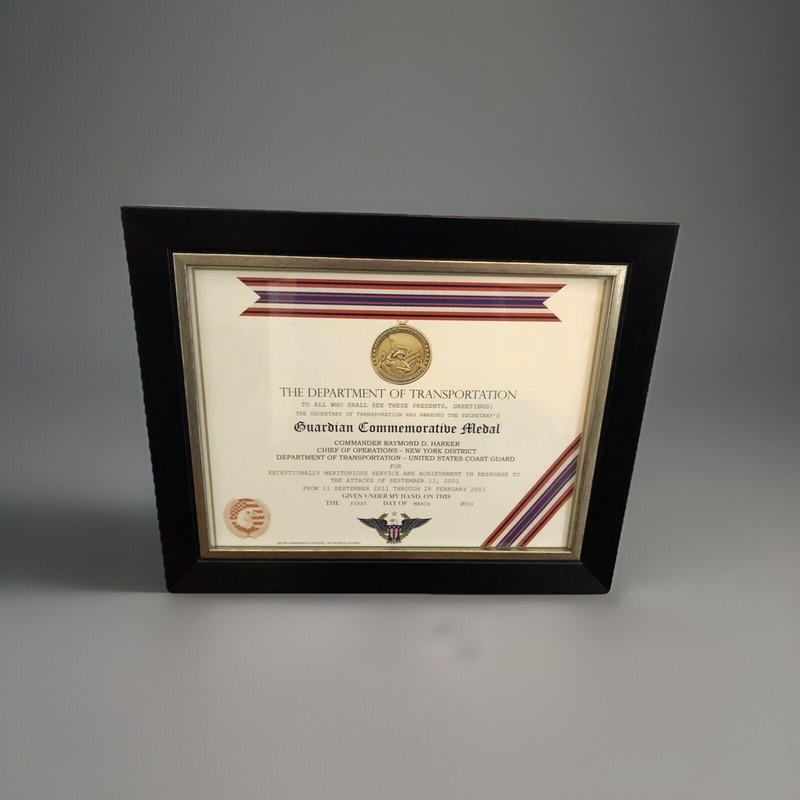 DOT ~ TRANSPORTATION GUARDIAN COMMEMORATIVE MEDAL CERTIFICATE ~ Type 1