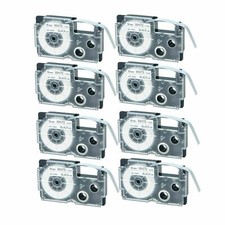 8-Pk/Pack Casio XR-9WE Black on White Label Tape for EZ Printer KL-100 120 750