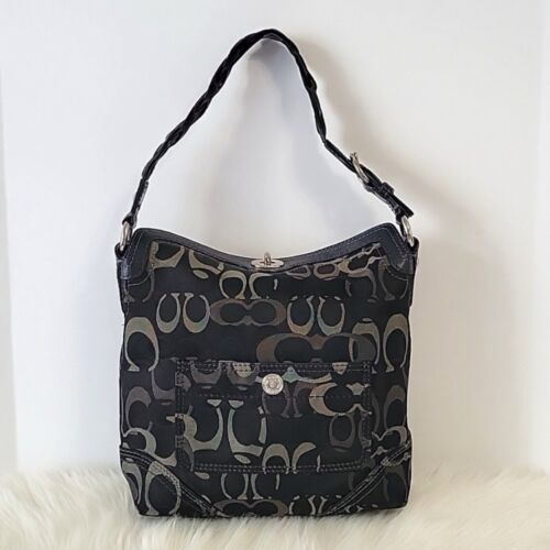 Coach Hobo-Schultertasche Chelsea Optic Signature C's schwarz/grau Jacquard - Bild 8 von 13