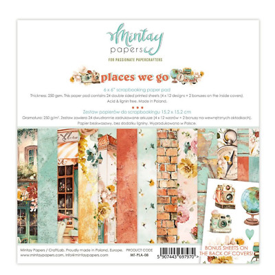 Mintay Places We Go 6'' x''6 Paper Pad Double Sided Scrapbook Travel Paper Crafts