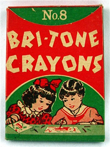 Scatola vintage colorata Bri Tone inutilizzata 8 pastelli Imperial Crayon Co Brooklyn NY - Foto 1 di 3