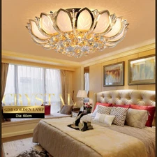 Modern Round Golden Metal Luxury Crystal Ceiling Lamp Bedroom Pendant Light Yc