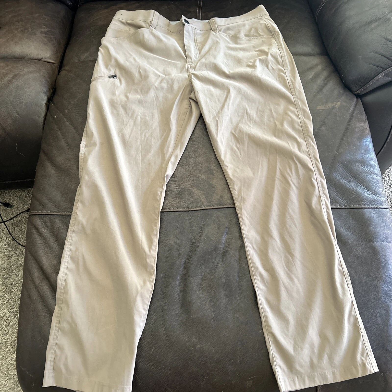 Orvis Pants Men 38x32 Brown Tan Straight Performance Nylon Stretch