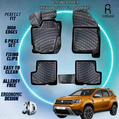 Custom Floor Mats Fits Dacia Duster 2018-2022 4x4 TPE Rubber All Weather Liners
