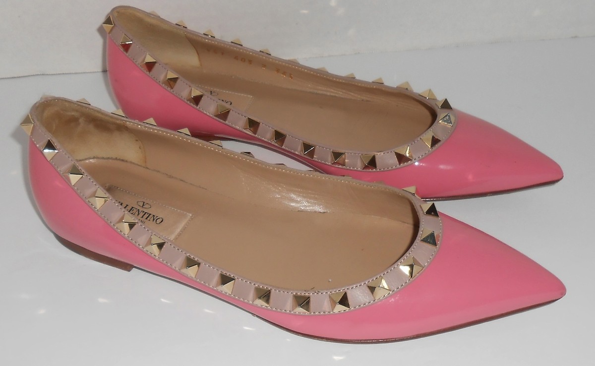 VIP【関税送料無料】希少 VALENTINO GARAVANI PINK FLATS Valentino Garavani Rockstud Light Pink Patent Flats Size 36