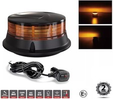 LED Rundumleuchte 7 Blitzmuster 12/24V Orange mit Magnet Saugnapf R10 R65 E9 PKW