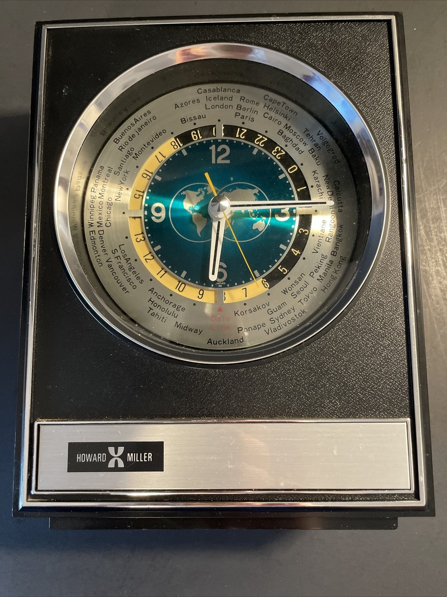 Vintage Howard Miller World Clock Time Clock 7RW001 Tested And Is