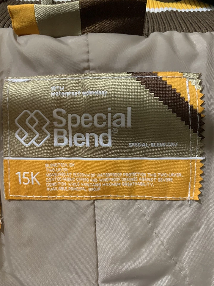 Chaqueta de Snowboard Mezcla Especial Hombres Pequeño Abrigo Marrón Impermeable 15k Capucha Piel Sintética Foto 2 de 4