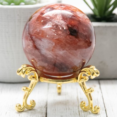 Star Fire Quartz Sphere, Rare HQ Natural Hematoid Red Quartz Crystal #SFQS235