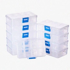 ClearFlex Jewelry Organizer: 10-Pack Adjustable 8-Grid Bead Storage Cases