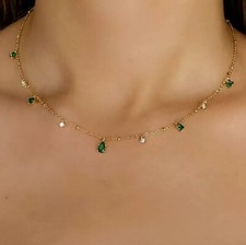 2Ct Pear Cut Emerald Womens Wedding Lab-Created Necklace 14K Yellow Gold Plated