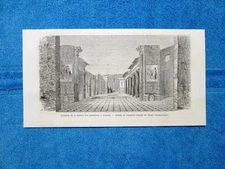 Engraving year 1864 - The house of questures, Pompeii (Italy) - Casa dei questori