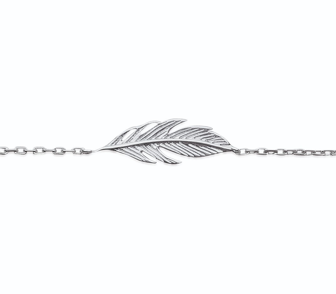 Bracelet en argent 925 anti-noircissement avec pendentif plume hypoallergénique