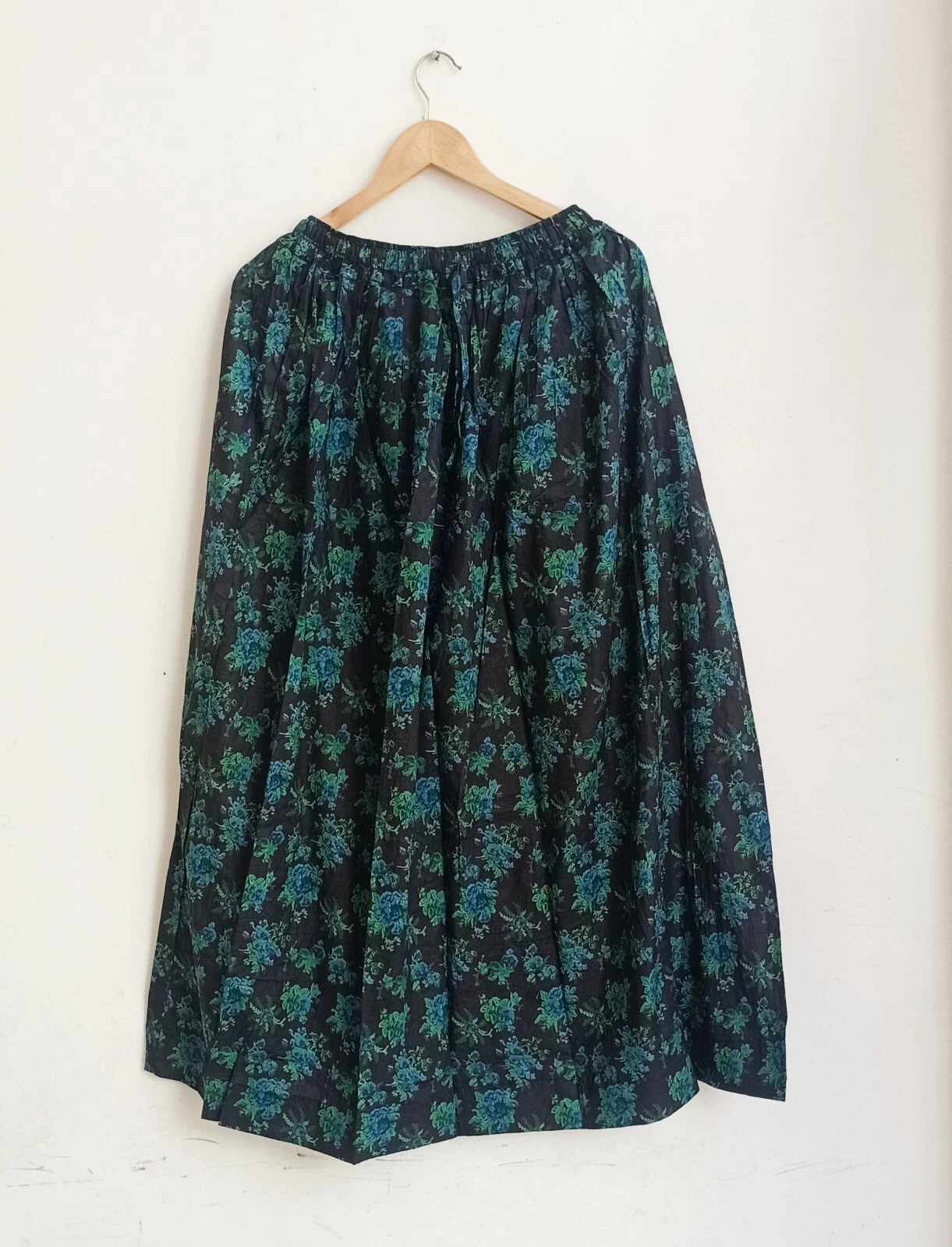 Indian Long Cotton Black Floral Print Skirt Women's Clothing Partywear Skirts US