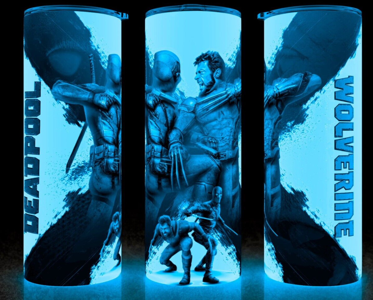 Glow in the Dark Deadpool and Wolverine Super Hero Cup Mug Tumbler 20oz