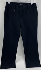 Talbots Signature Flare Ankle Pants Black Capsule Leather Zipper Accents Size 12