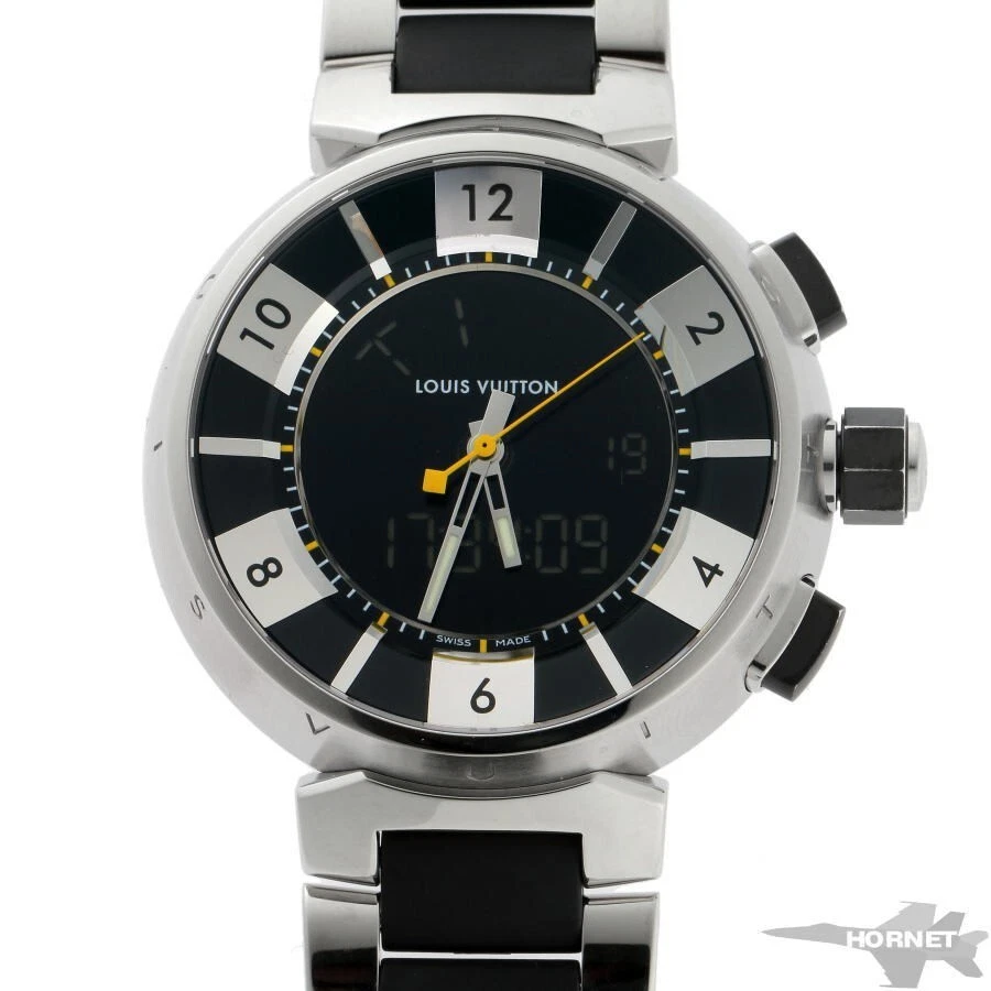 Louis Vuitton Tambour in Black Quartz Q118F1 SS Rubber Men's Watch