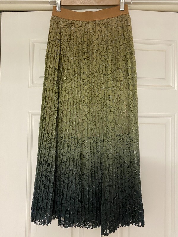 ZARA Pleated Lace Ombré Maxi Party Skirt Sz M Holiday