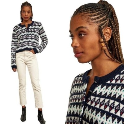 La Ligne Womens Courchevel Henley Sweater Size L 100% Merino Alpine Nordic NEW