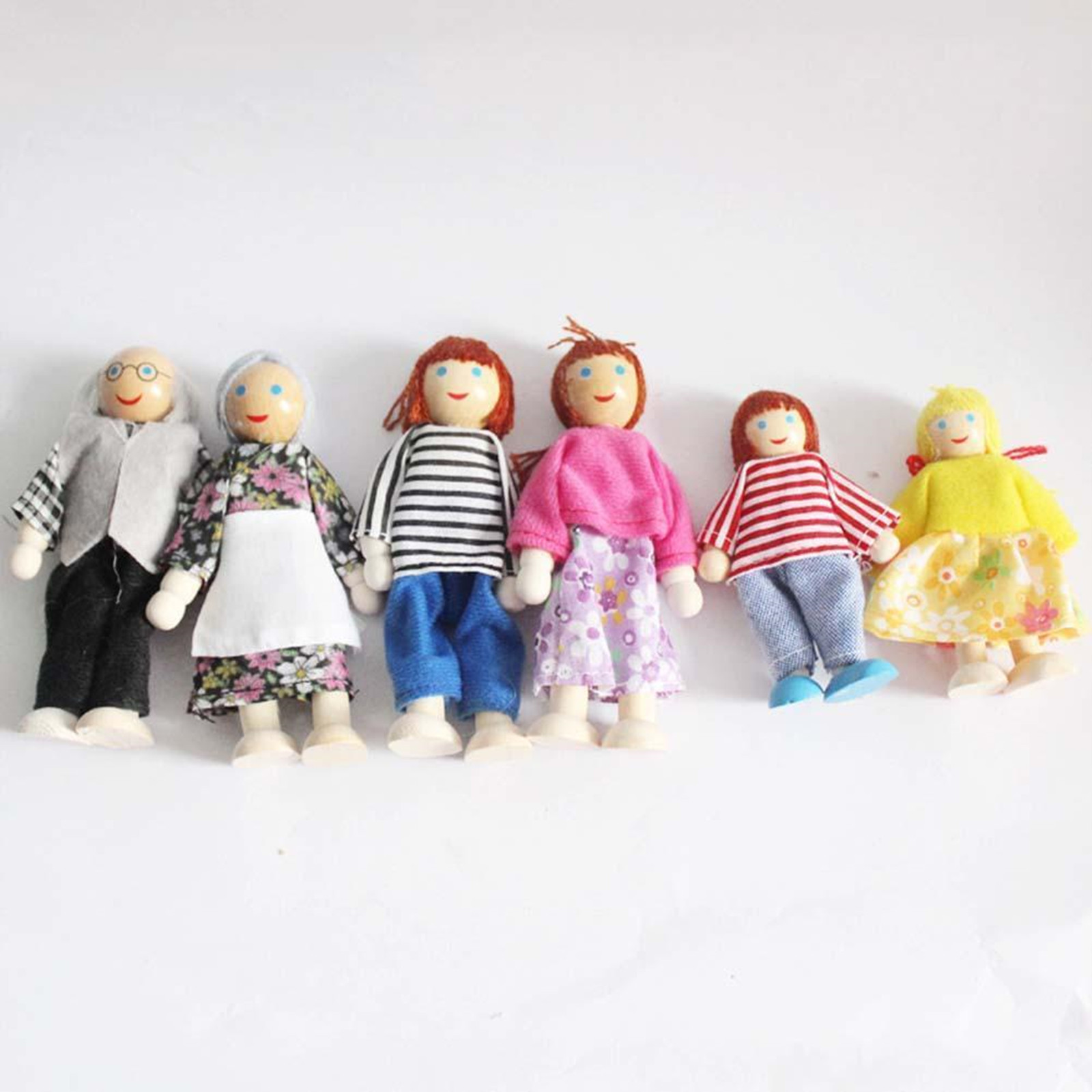 wooden dolls house family