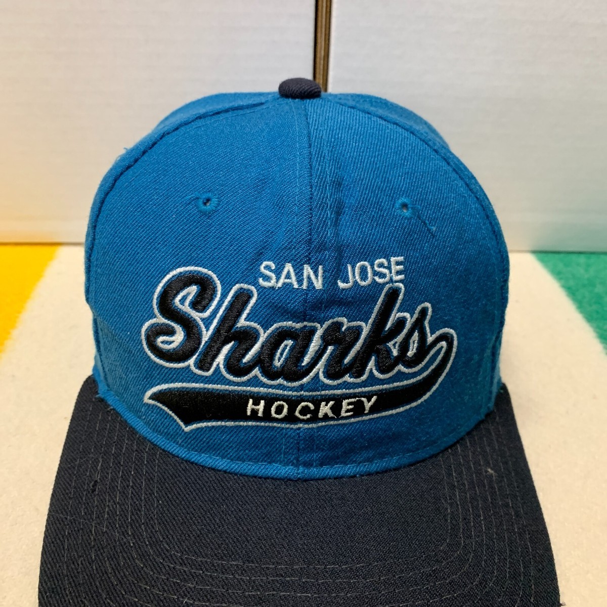 Vintage 90s San Jose Sharks Starter SnapBack Script Hat One Size