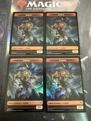 Mtg. 4x Goblin Double-Sided Tokens. Foil. Dominaria United. Nm